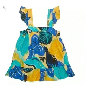 NWT PATAGONIA PATALOHA BABY Hawaiian print dress Sz 6 months in blue yellow